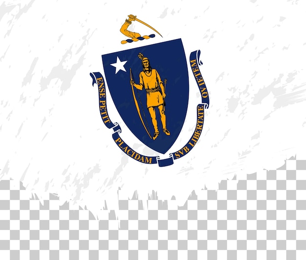 Vecteur le drapeau grungestyle du massachusetts sur un fond transparent