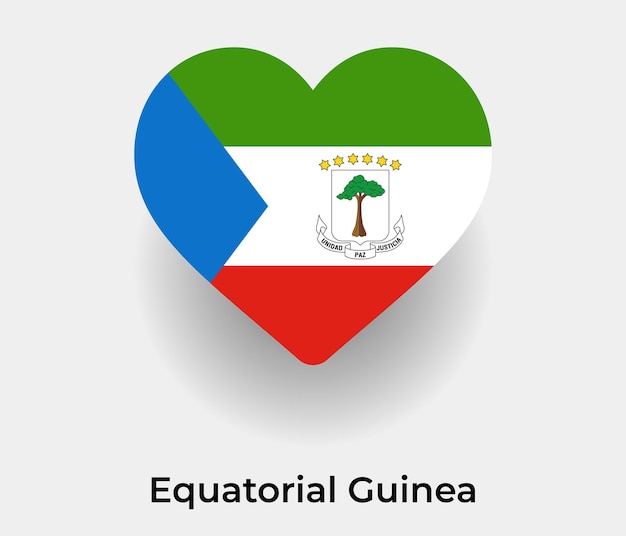 Drapeau De La Guinée équatoriale En Forme De Coeur Icône Illustration Vectorielle