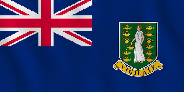 Drapeau des îles Vierges britanniques avec effet ondulant, proportion officielle.