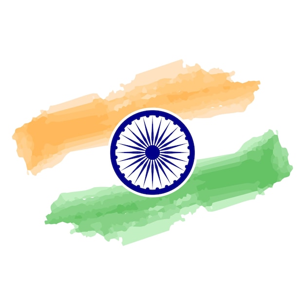 Vecteur drapeau indien coup de pinceau éclaboussure de tricolore orange safran vert blanc avec ashoka chakra