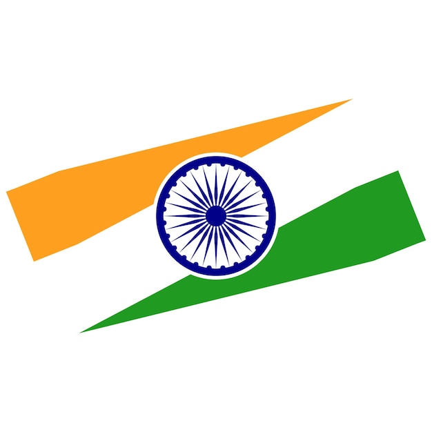 Drapeau Indien Coup De Pinceau éclaboussure De Tricolore Orange Safran Vert Blanc Avec Ashoka Chakra