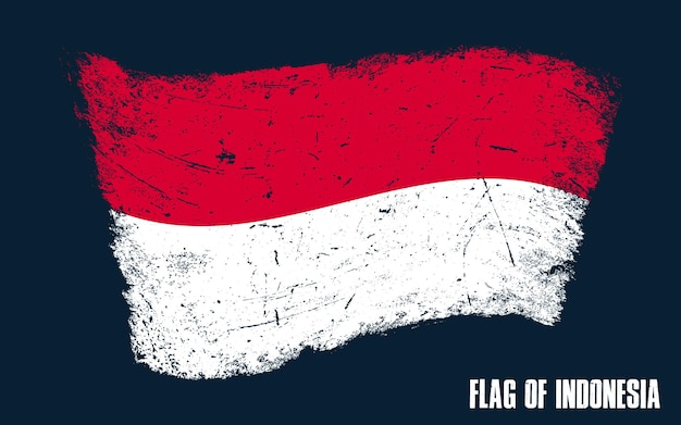 Drapeau D'indonésie Vintage Avec Effet Grunge Avec Coup De Pinceau