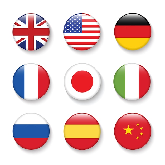 Drapeau international situé dans le vecteur de cercle Design Elemant illustration