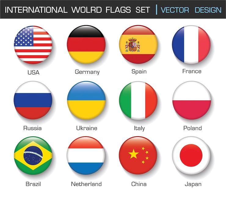 Vecteur drapeau international situé dans le vecteur de cercle design elemant illustration