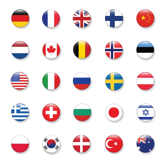 Vecteur drapeau international situé dans le vecteur de cercle design elemant illustration