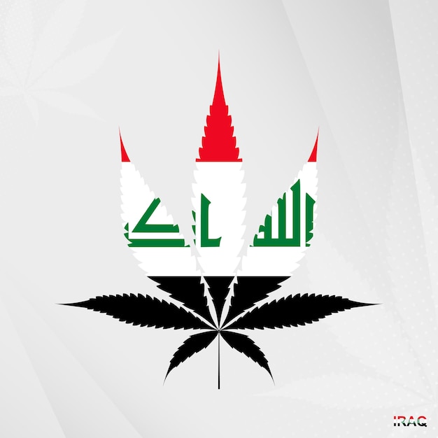 Drapeau De L'irak En Forme De Feuille De Marijuana. Le Concept De Légalisation Du Cannabis En Irak.