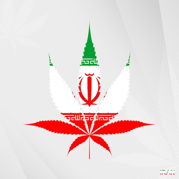 Drapeau De L'iran En Forme De Feuille De Marijuana Le Concept De Légalisation Du Cannabis En Iran