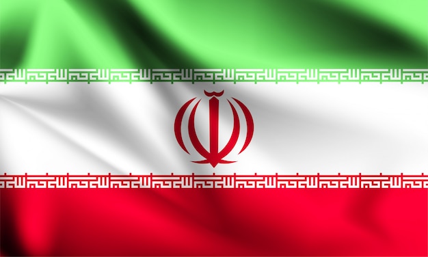 Drapeau iranien agitant avec le vent, illustration 3D