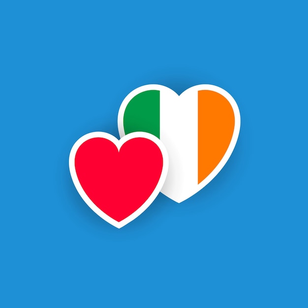 Vecteur drapeau irlandais en forme de coeur