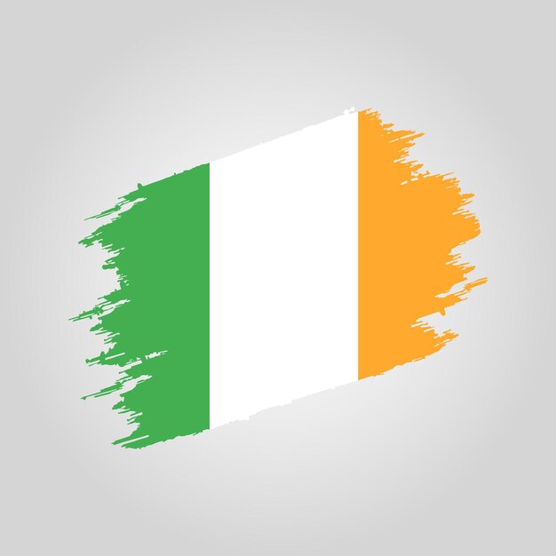 Drapeau de l'Irlande de vecteur Coup de pinceau avec le modèle de fond grunge