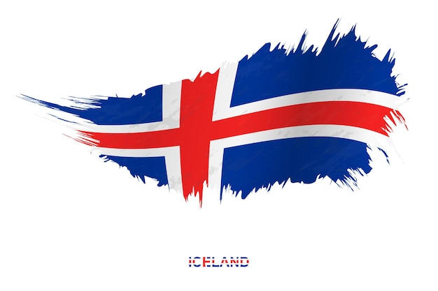 Drapeau De L'islande Dans Un Style Grunge Avec Effet Ondulant, Drapeau De Coup De Pinceau Vectoriel Grunge.