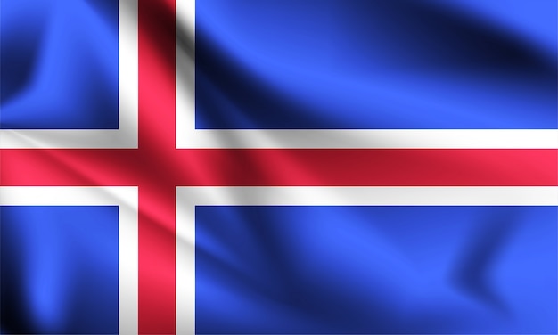 Vecteur drapeau islande ondulant avec le vent, illustration 3d