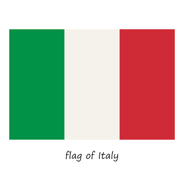 Drapeau De L'italie Dans Un Style Plat Mis En évidence Sur Fond Blanc Eps 10