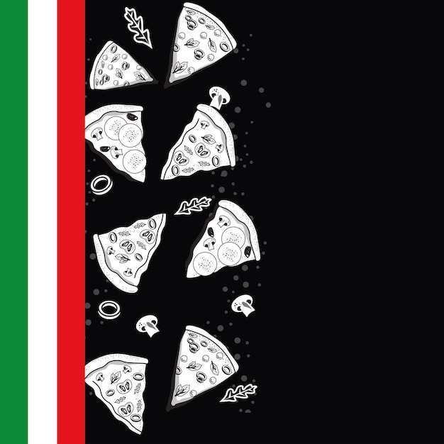 Drapeau Italien Et Pizzas