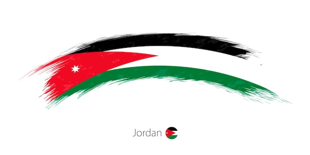 Drapeau De La Jordanie En Coup De Pinceau Grunge Arrondi. Illustration Vectorielle.