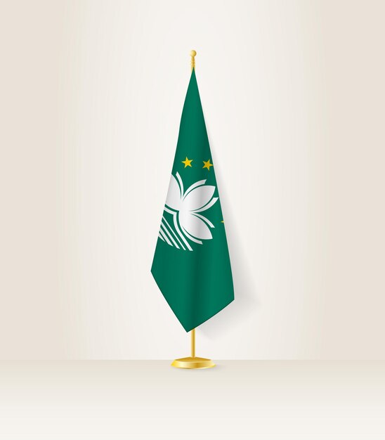 Vecteur drapeau de macao sur une hampe de drapeau