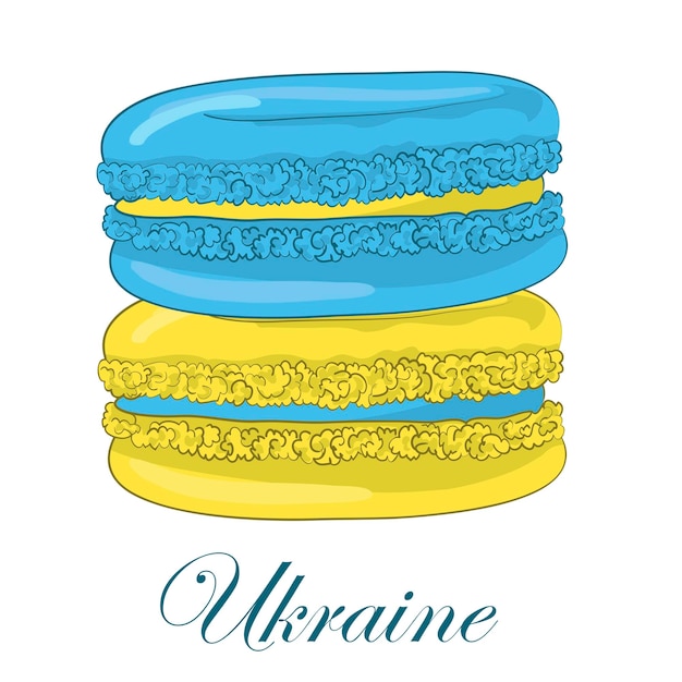 Vecteur drapeau macaron dessiné aux couleurs du drapeau de l'ukraine jaune et bleu