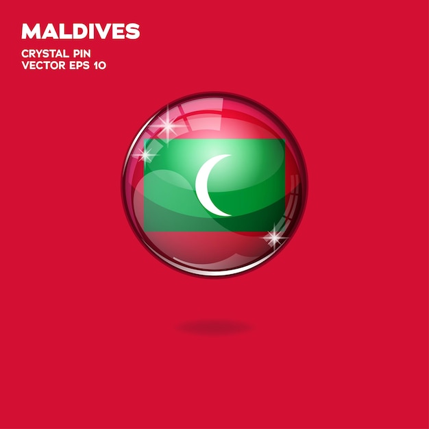 Drapeau des Maldives Boutons 3D