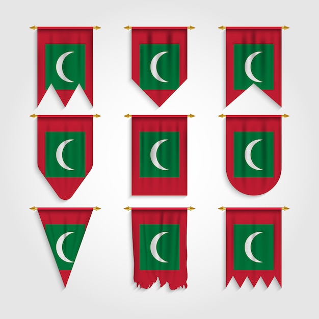 Vecteur drapeau des maldives sous différentes formes, drapeau des maldives sous différentes formes