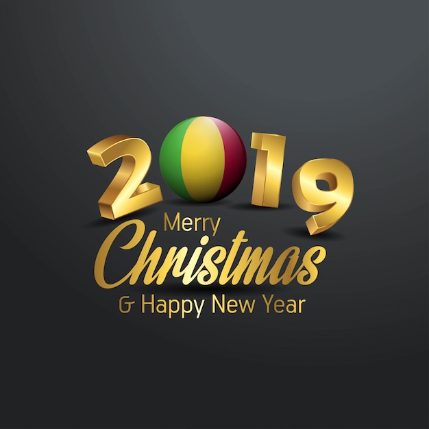 Drapeau Mali 2019 Typographie Joyeux Noël