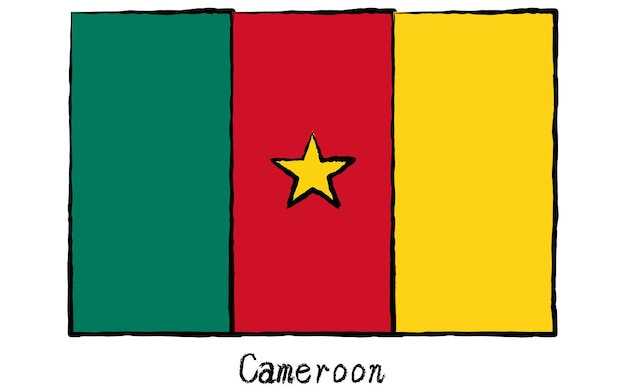 Drapeau mondial analogique dessiné à la main Cameroun
