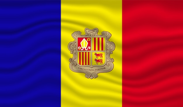 Drapeau National D'andorre Illustration Vectorielle Agitant 3d