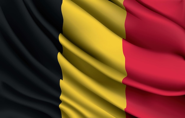 Vecteur drapeau national belge agitant une illustration vectorielle réaliste