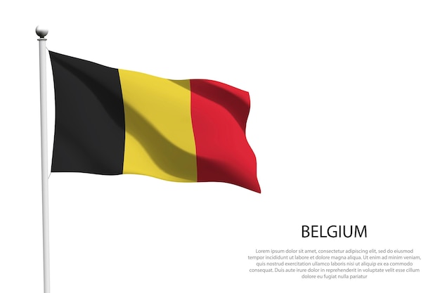 Drapeau national de la Belgique agité isolé sur fond blanc