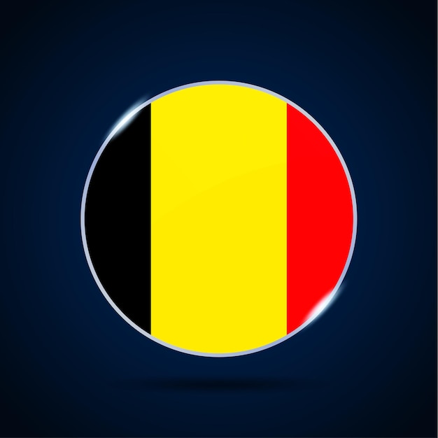 Drapeau National De La Belgique Icône De Bouton De Cercle. Drapeau Simple, Couleurs Officielles Et Proportion Correcte. Illustration Vectorielle Plane.