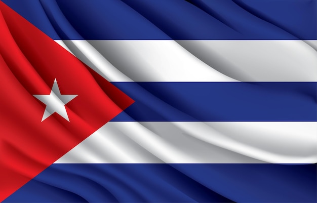 Drapeau National De Cuba Agitant Une Illustration Vectorielle Réaliste