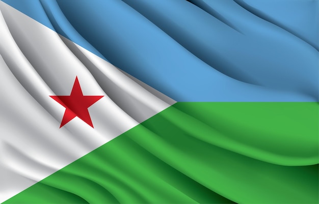 Drapeau national de Djibouti agitant une illustration vectorielle réaliste