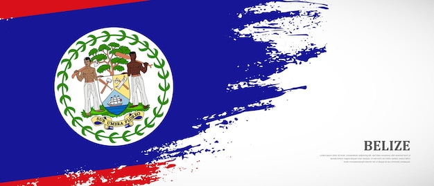 Drapeau National Du Belize Avec Fond De Bannière Drapeau Pinceau Texturé Dessiné à La Main
