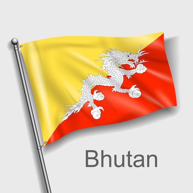 Vecteur le drapeau national du bhoutan en asie