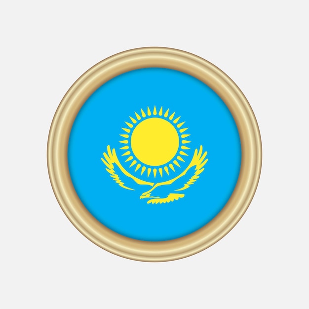 Drapeau national du Kazakhstan en forme de cercle avec un cadre doré
