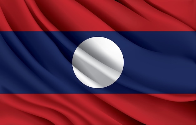 Drapeau national du Laos agitant une illustration vectorielle réaliste