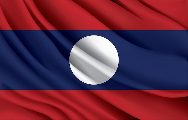 Drapeau National Du Laos Agitant Une Illustration Vectorielle Réaliste