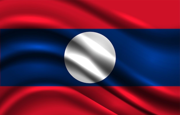 le drapeau national du Laos avec une texture de satin