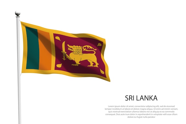 Vecteur le drapeau national du sri lanka agite isolément sur un fond blanc