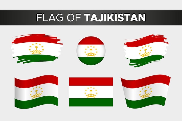 Drapeau National Du Tadjikistan Dans Un Style De Bouton De Cercle Ondulé De Coup De Pinceau Et Un Design Plat