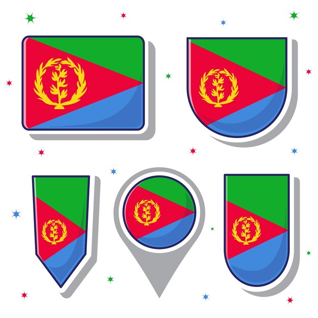 drapeau national de l'Érythrée icône de dessin animé vectoriel mascotte paquets de paquets pays d'Afrique de l'Est icône du drapeau