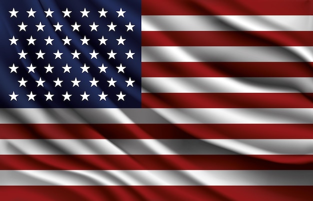 Drapeau national des États-Unis d'Amérique agitant une illustration vectorielle réaliste