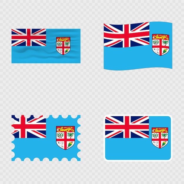 Le drapeau national des Fidji dans quatre styles différents