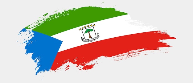 Drapeau national de la guinée équatoriale avec effet de coup de pinceau de tache de courbe sur fond blanc