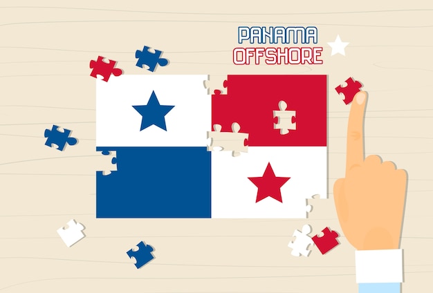 Drapeau national de Panama Puzzle plat Vector Illustration