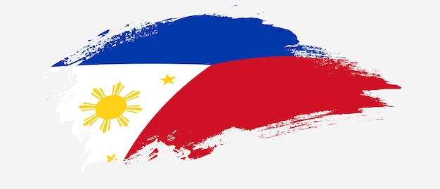 Drapeau national des Philippines avec effet de coup de pinceau de tache de courbe sur fond blanc