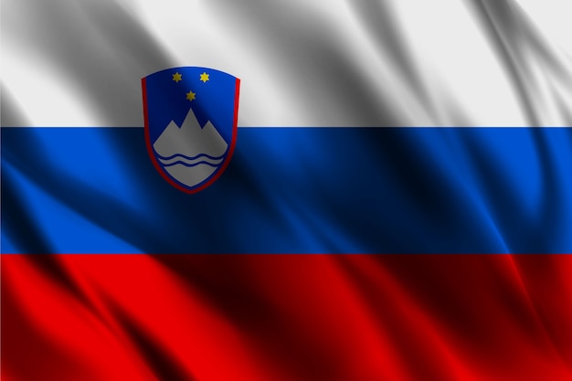 drapeau national slovène agitant fond de soie