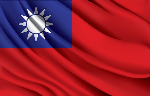 Drapeau national de Taiwan agitant une illustration vectorielle réaliste