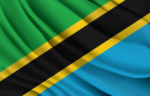 Vecteur drapeau national de la tanzanie agitant une illustration vectorielle réaliste