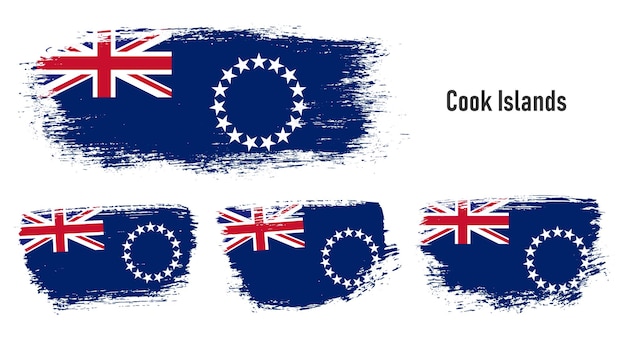 Drapeau national texturé des îles Cook avec effet de coup de pinceau peint