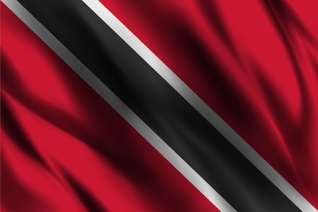 Drapeau national de Trinité-et-Tobago, agitant un fond de soie